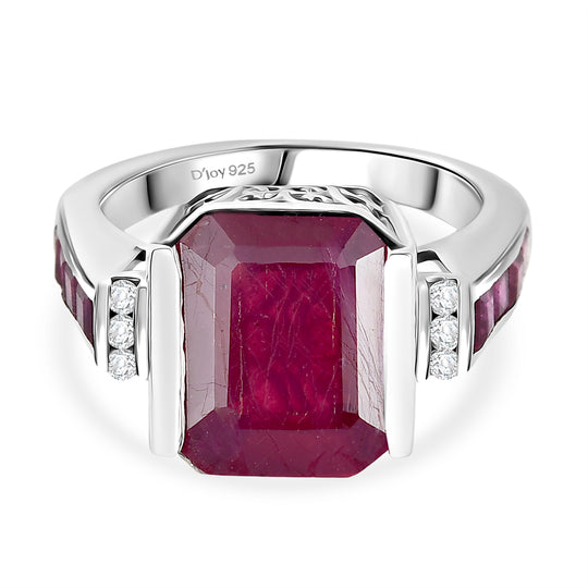 D'Joy Afrikanischer Rubin (Fissure gefüllt) Ring 925 Silber rhodiniert (Größe 19.00) ca. 10,08 ct