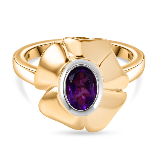 EVER TRUE Afrikanischer Amethyst Ring Nickelfreies Messing Zweifarbige Beschichtung (Größe 17.00) ca. 0,71 ct