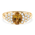 AAA Natürlicher goldener Tansanit, Weißer Zirkon Ring 585 Gold (Größe 18.00) ca. 2,22 ct