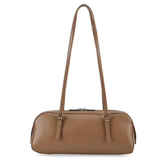 Leder Schultertasche mit Reißverschlussfach und Innenfächern 33 x 12 x 13 cm Khaki