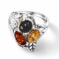 Natürlicher Baltischer Bernstein Ring 925 Silber (Größe 19.00)