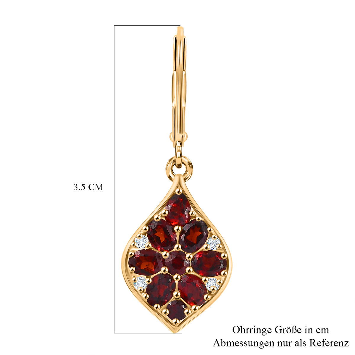 EVER TRUE Mosambik Granat Ohrringe Nickelfreies Messing ca. 3.66 ct
