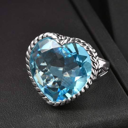 Sajen Silber - AAA Paraiba Quarz Ring 925 Silber rhodiniert (Größe 18.00) ca. 25.05 ct