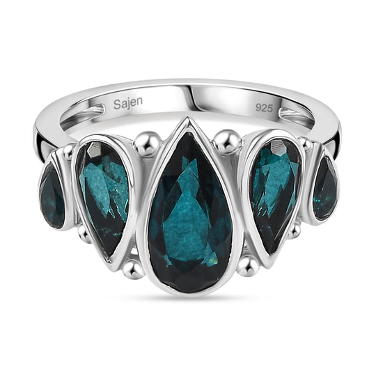 Sajen Silber - Indigo Turmalin-Quarz Ring 925 Silber rhodiniert (Größe 18.00) ca. 5.50 ct