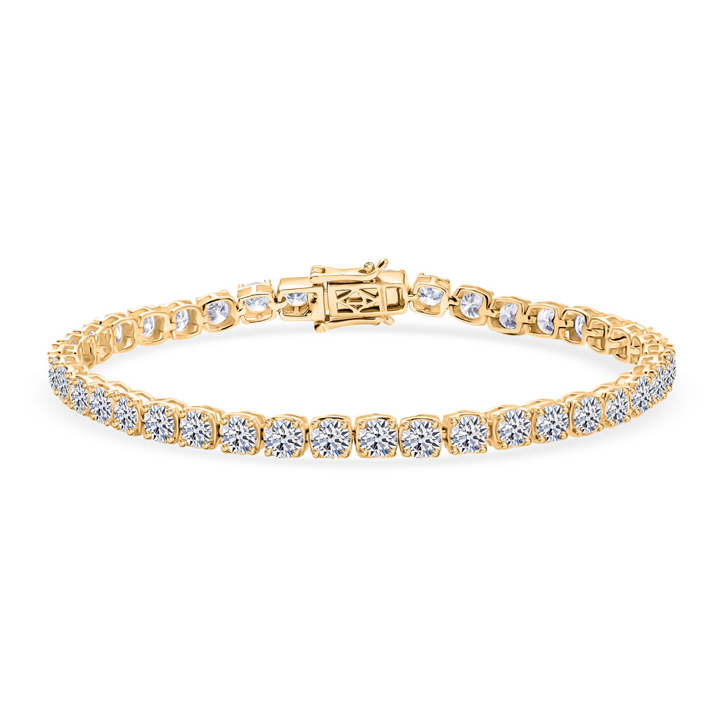 LUXURIANT DIAMOND - Lab Grown Diamant VS-EF SGL zertifiziert Armband ca. 19 cm 925 Silber Gelb Vergoldet ca. 10.00 ct