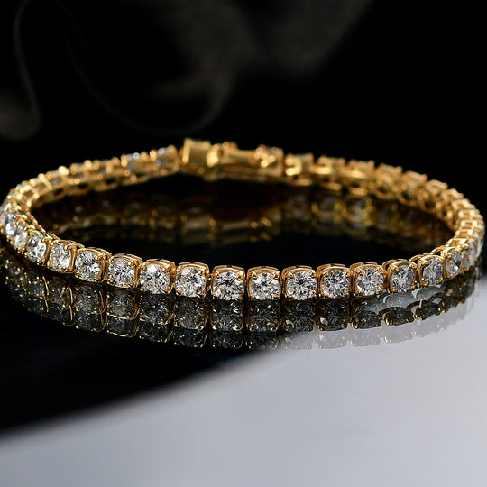 LUXURIANT DIAMOND - Lab Grown Diamant VS-EF SGL zertifiziert Armband ca. 19 cm 925 Silber Gelb Vergoldet ca. 10.00 ct