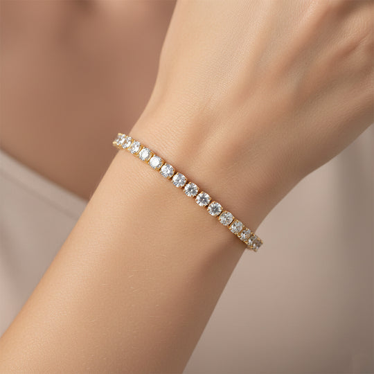 LUXURIANT DIAMOND - Lab Grown Diamant VS-EF SGL zertifiziert Armband ca. 19 cm 925 Silber Gelb Vergoldet ca. 10.00 ct