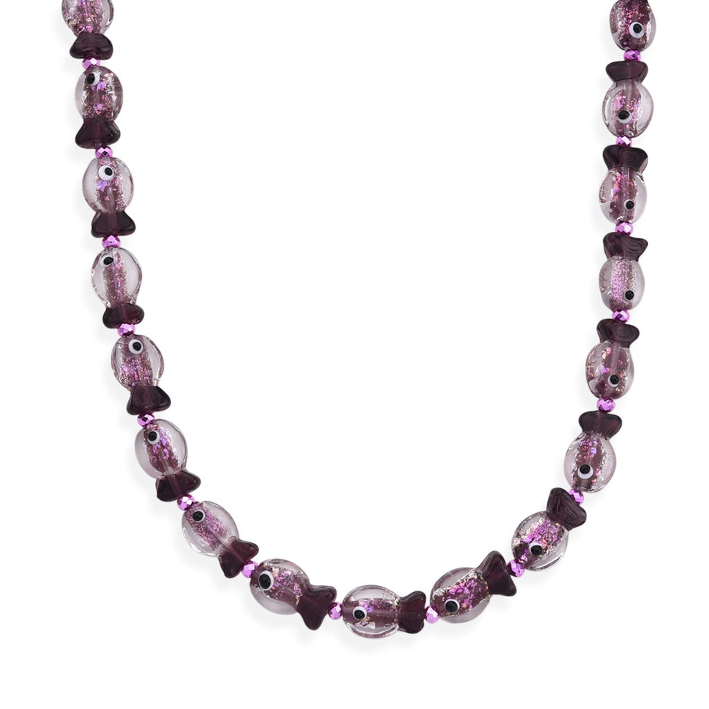Lila Murano-Stil Glas Halskette ca. 52 cm