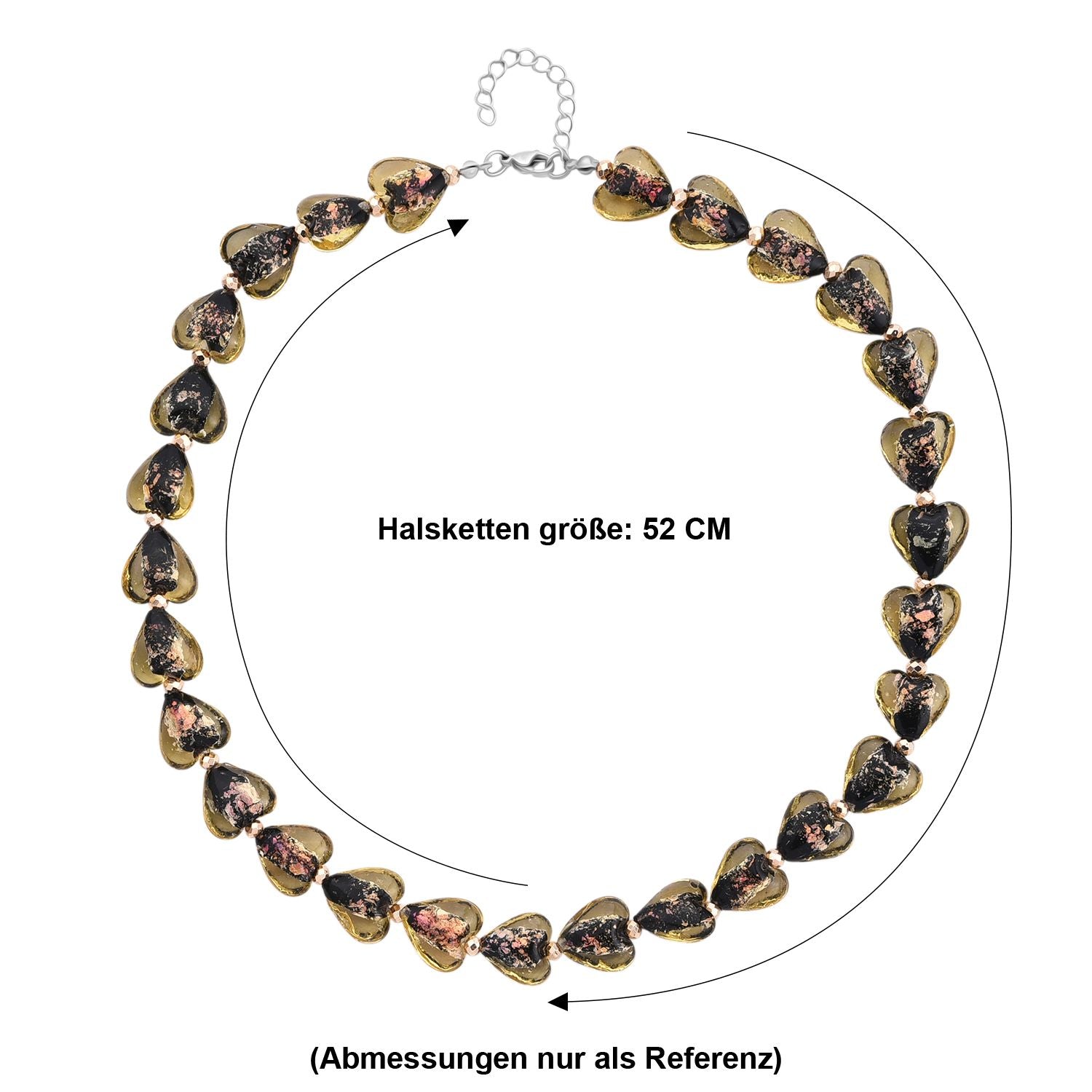 Champagnerfarbenes Murano-Stil Glas Halskette ca. 52 cm 316L Edelstahl
