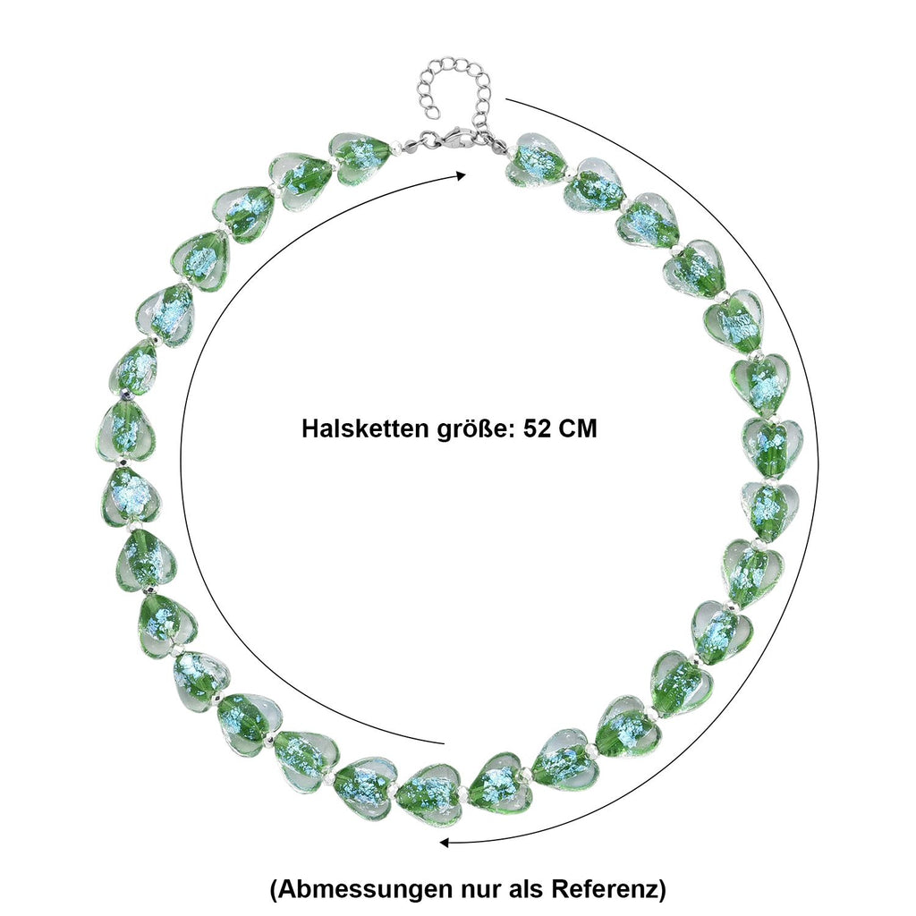 Grünes Murano-Stil Glas Halskette ca. 52 cm 316L Edelstahl