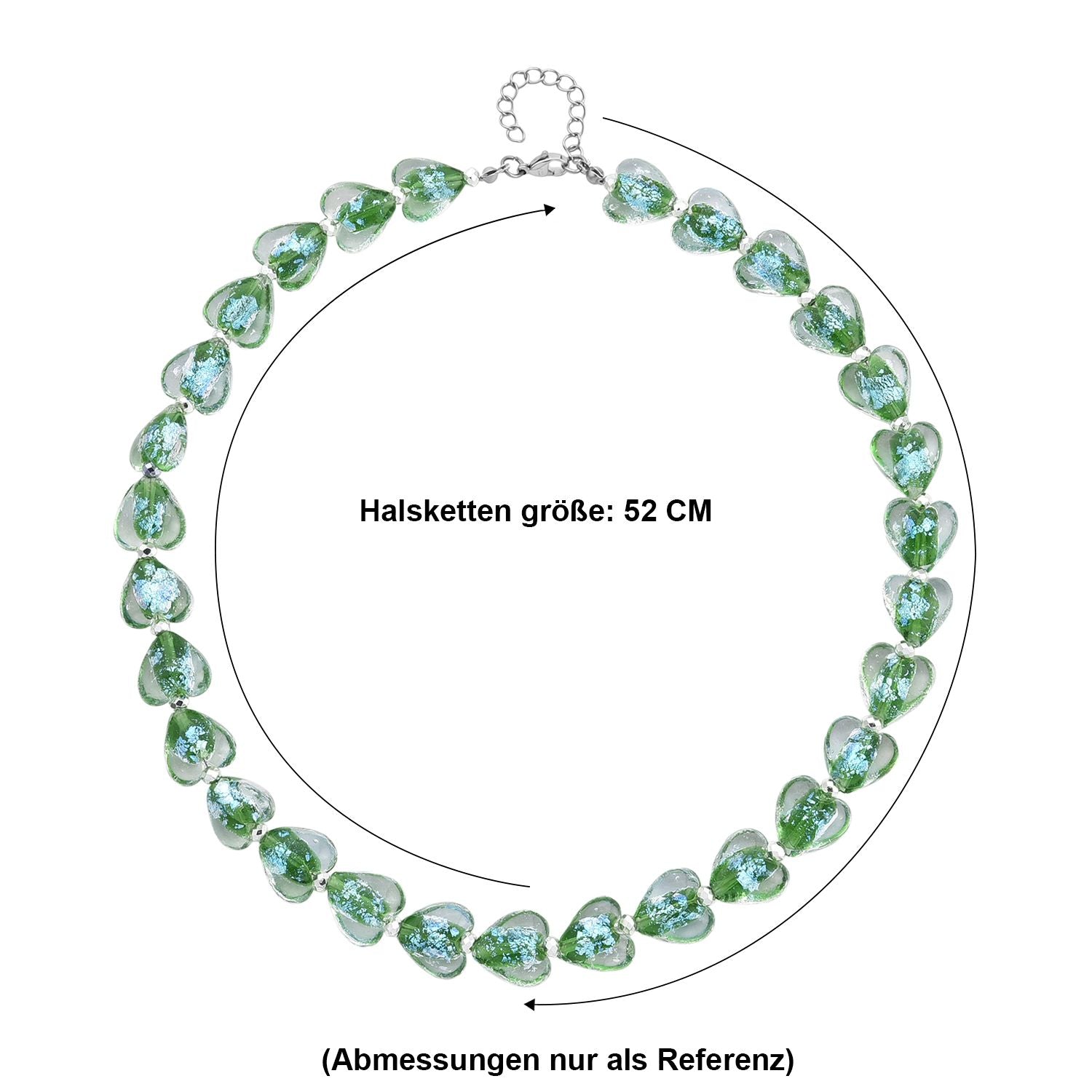Grünes Murano-Stil Glas Halskette ca. 52 cm 316L Edelstahl