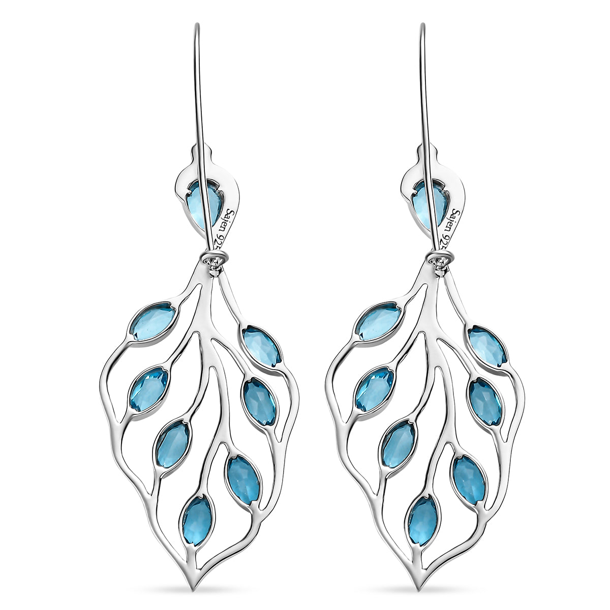 Sajen Silber - Schweizer Blauer mystisher Quarz Ohrringe 925 Silber rhodiniert ca. 5.44 ct