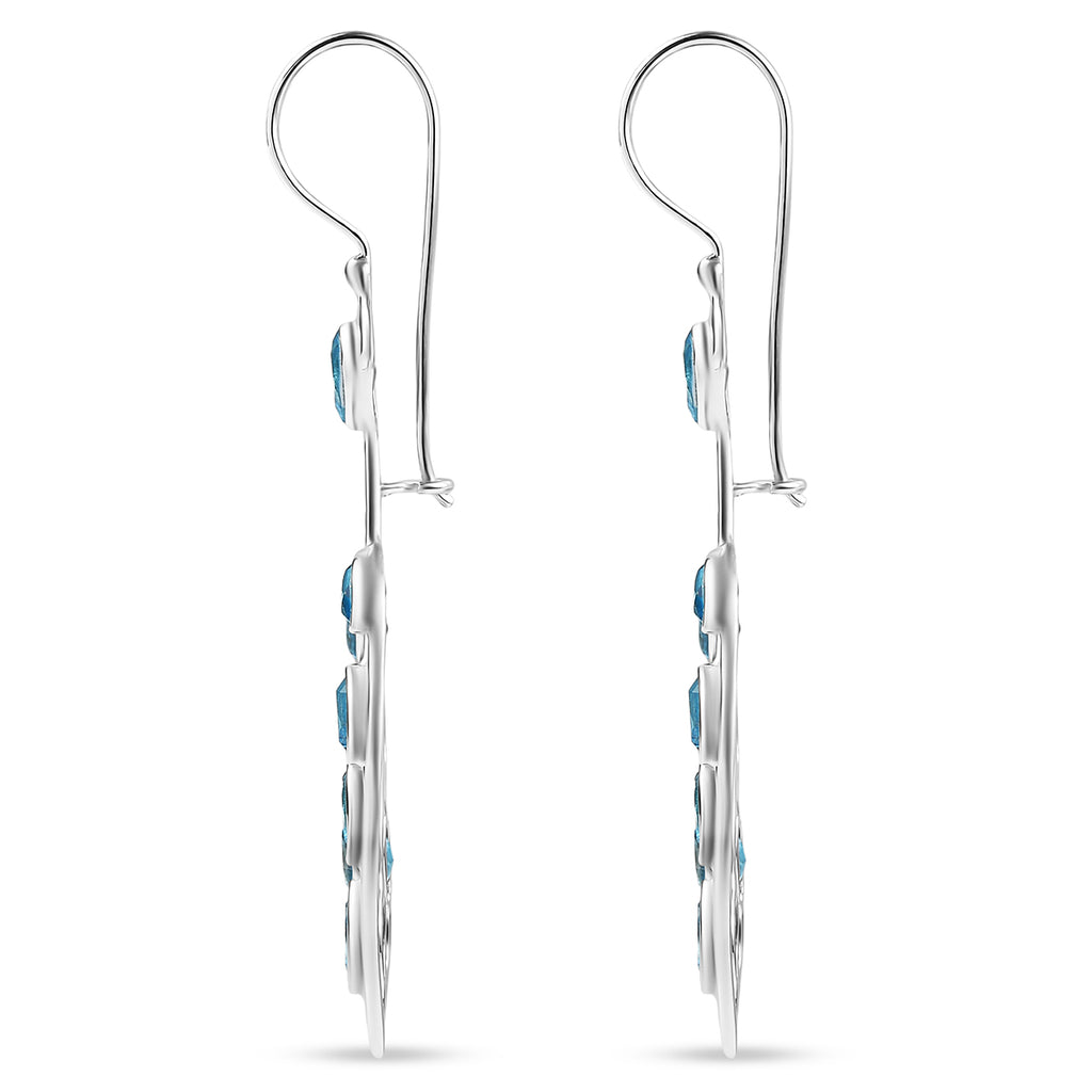Sajen Silber - Schweizer Blauer mystisher Quarz Ohrringe 925 Silber rhodiniert ca. 5.44 ct