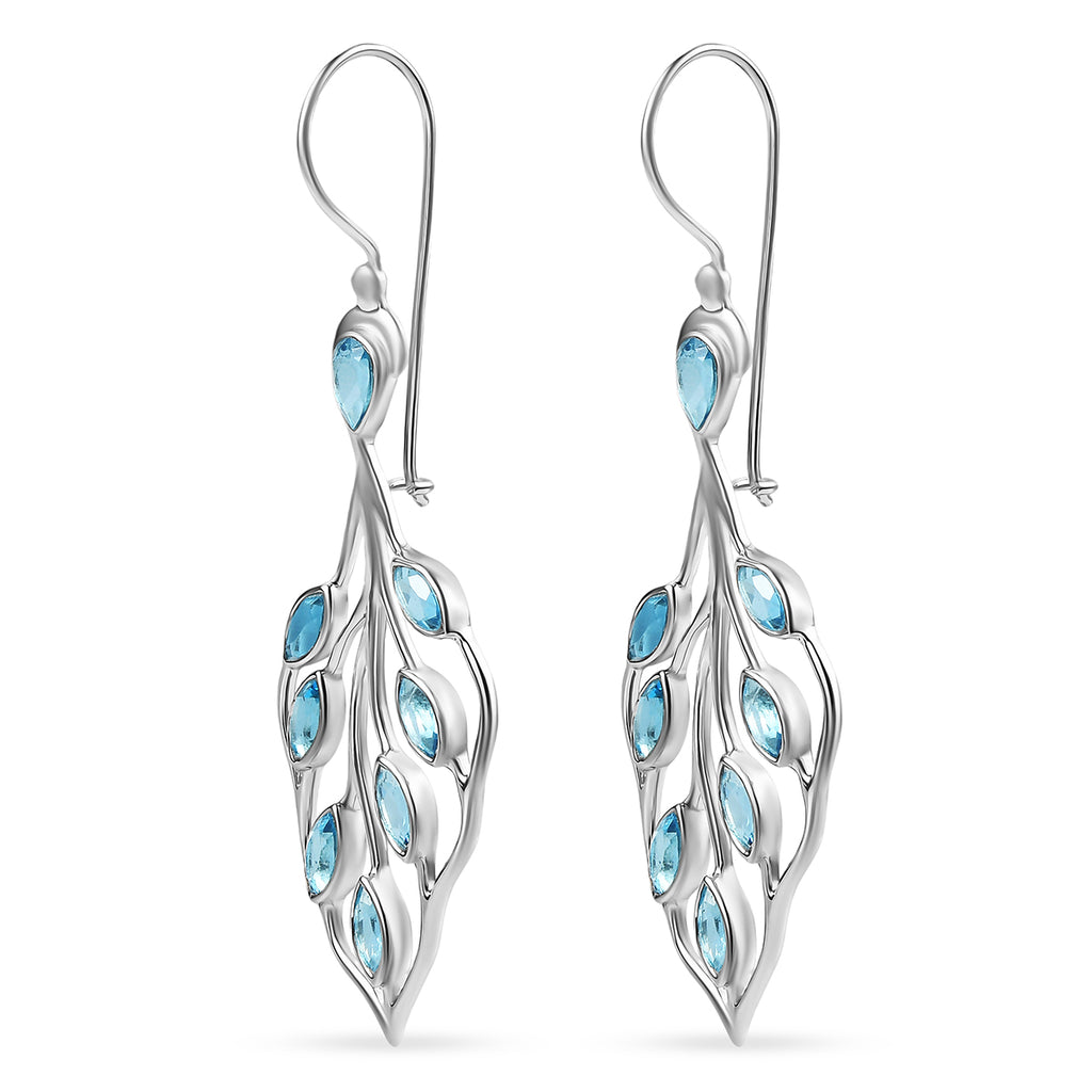 Sajen Silber - Schweizer Blauer mystisher Quarz Ohrringe 925 Silber rhodiniert ca. 5.44 ct