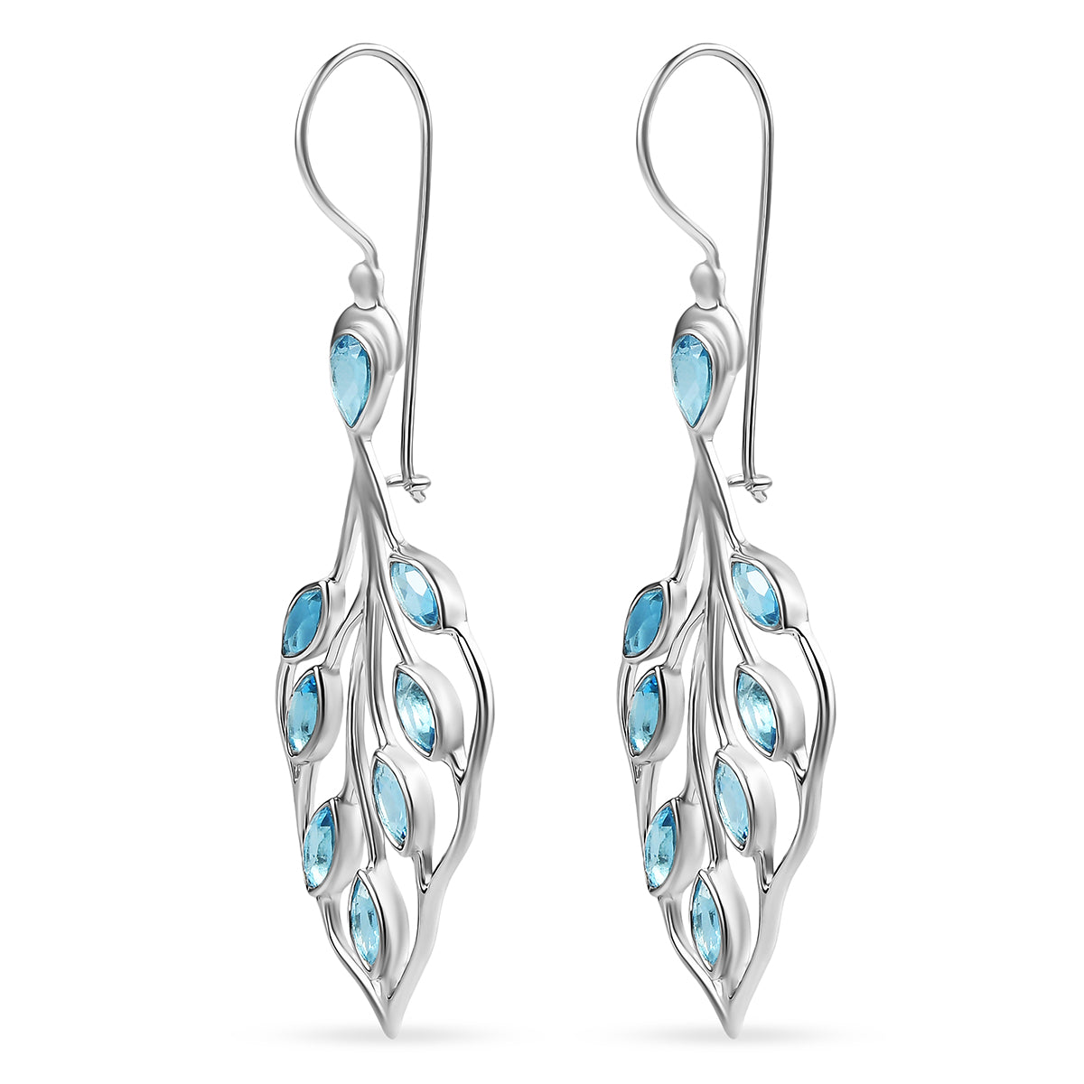 Sajen Silber - Schweizer Blauer mystisher Quarz Ohrringe 925 Silber rhodiniert ca. 5.44 ct