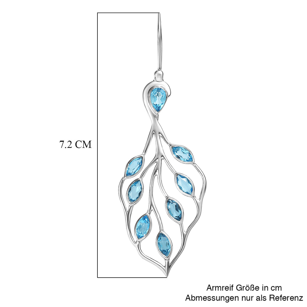 Sajen Silber - Schweizer Blauer mystisher Quarz Ohrringe 925 Silber rhodiniert ca. 5.44 ct