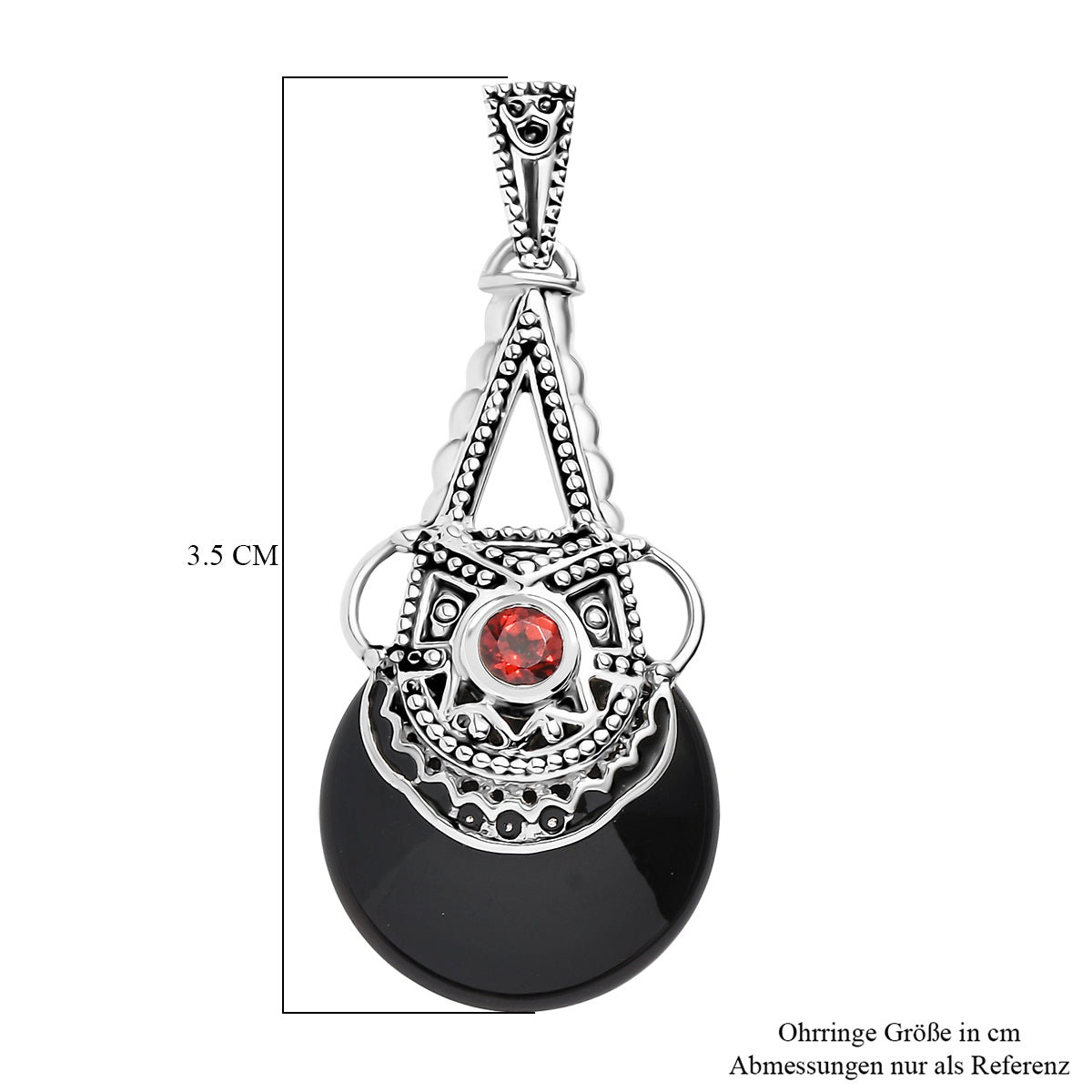 Sajen Silber - Schwarzer Onyx, Roter Granat Ohrringe 925 Silber rhodiniert ca. 11.30 ct