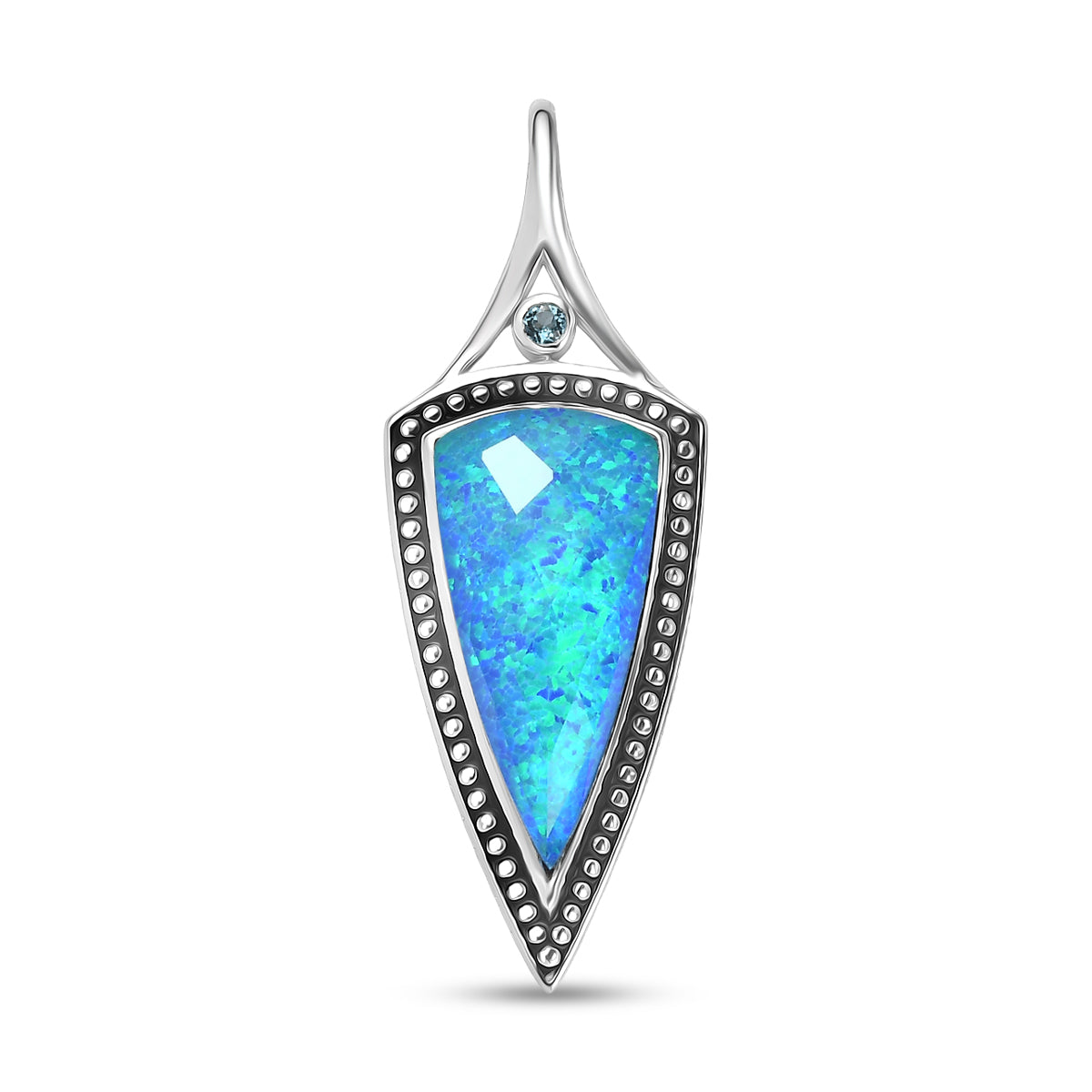Sajen Silber - Blauer Opaltraum (Dublett), Schweizer Blauer Topas Anhänger 925 Silber rhodiniert ca. 8.90 ct