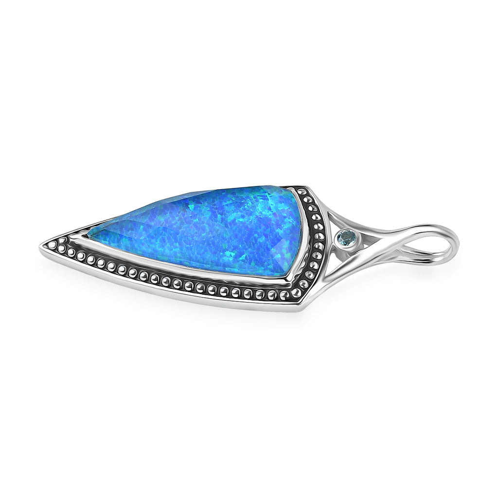Sajen Silber - Blauer Opaltraum (Dublett), Schweizer Blauer Topas Anhänger 925 Silber rhodiniert ca. 8.90 ct