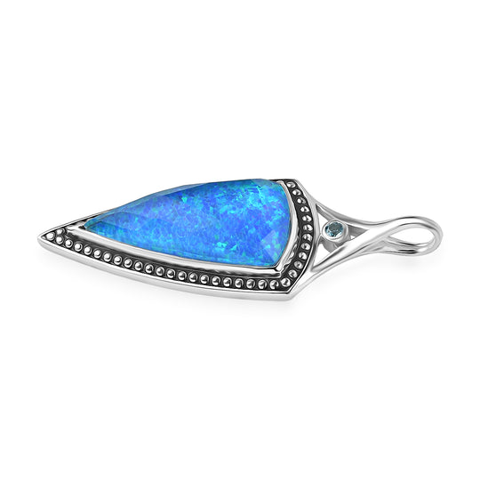 Sajen Silber - Blauer Opaltraum (Dublett), Schweizer Blauer Topas Anhänger 925 Silber rhodiniert ca. 8.90 ct