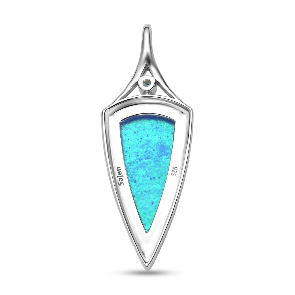 Sajen Silber - Blauer Opaltraum (Dublett), Schweizer Blauer Topas Anhänger 925 Silber rhodiniert ca. 8.90 ct
