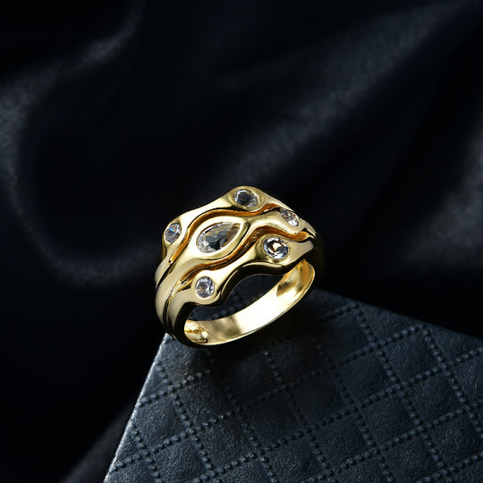 EVER TRUE Weißer Topas Ring Nickelfreies Messing (Größe 18.00) ca. 1,16 ct