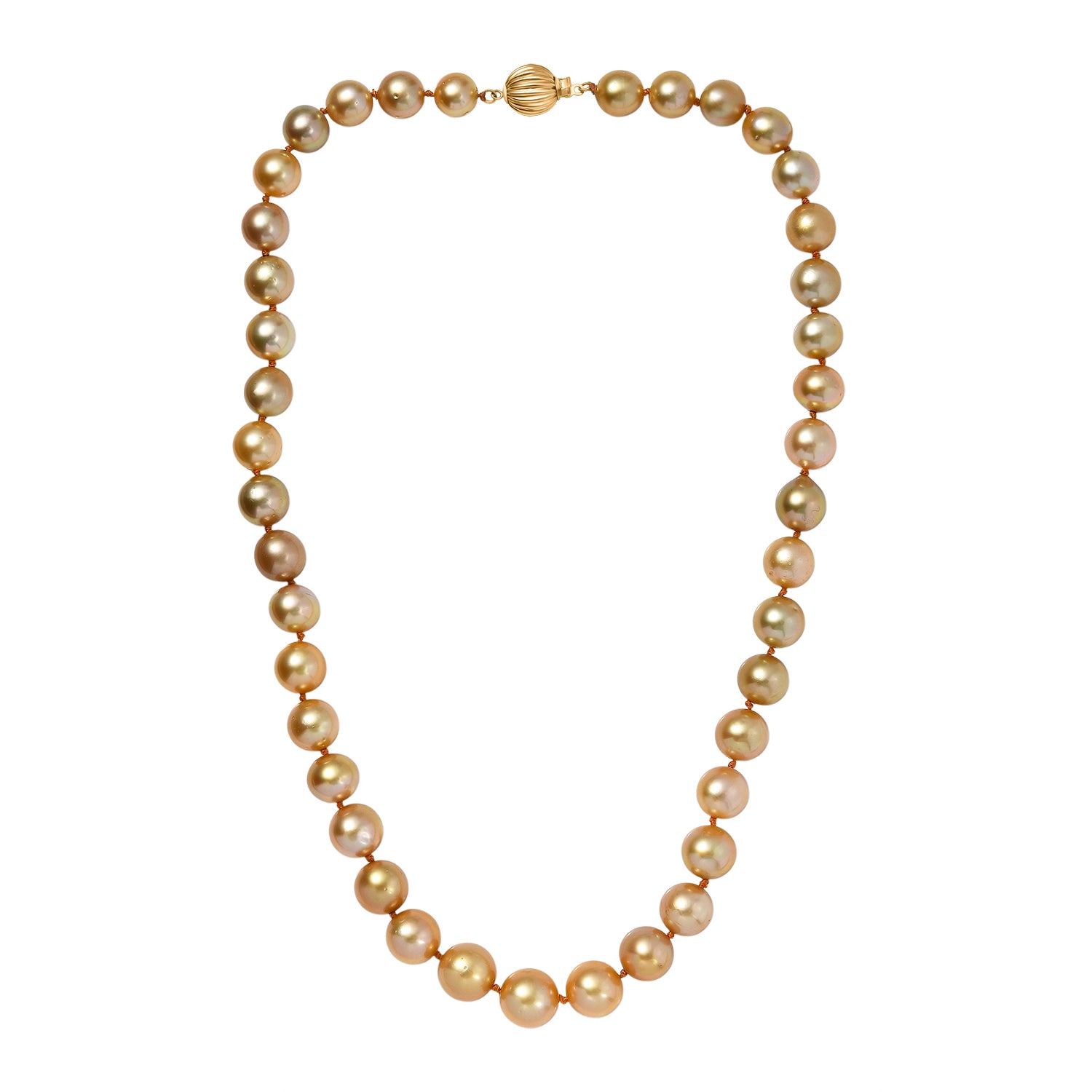 AAAA Goldene Südsee Perle (7-12 mm) Halskette ca. 45 cm 750 Gelb Gold