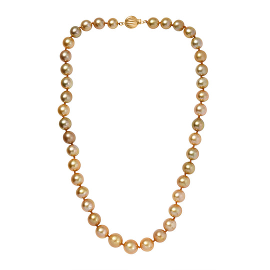 AAAA Goldene Südsee Perle (7-12 mm) Halskette ca. 45 cm 750 Gelb Gold
