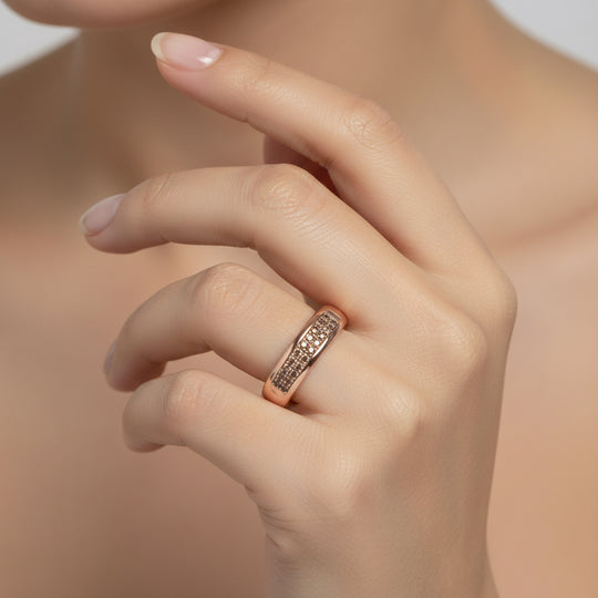 D'Joy Natürlicher Champagner Diamant Ring 925 Silber 750 Roségold Vermeil (Größe 21.00) 0.10 ct