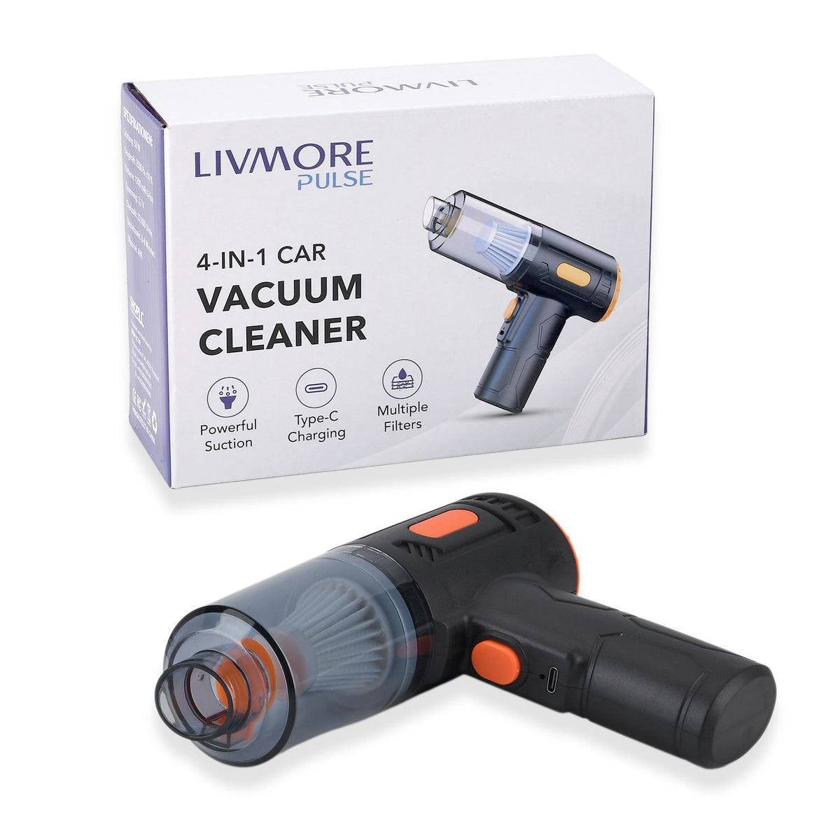 LIVMORE Akku Handstaubsauger, 4 in 1 Funktion, 280 Watt, Schwarz