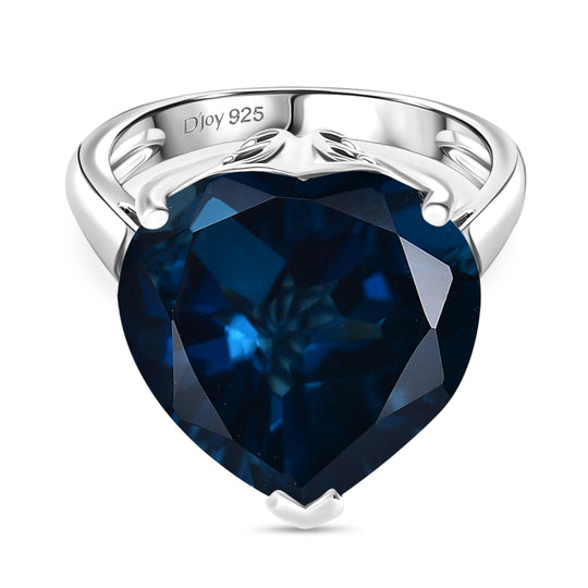 INSPIRIERT VOM HERZEN DES OZEANS London Blau Topas Ring 925 Silber rhodiniert (Größe 20.00) ca. 16.77 ct