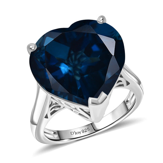INSPIRIERT VOM HERZEN DES OZEANS London Blau Topas Ring 925 Silber rhodiniert (Größe 20.00) ca. 16.77 ct