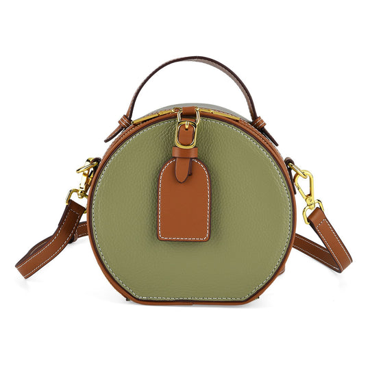 Echtleder Crossbody Tasche klassisches Design 11 x 8 x 16 cm weiß tan