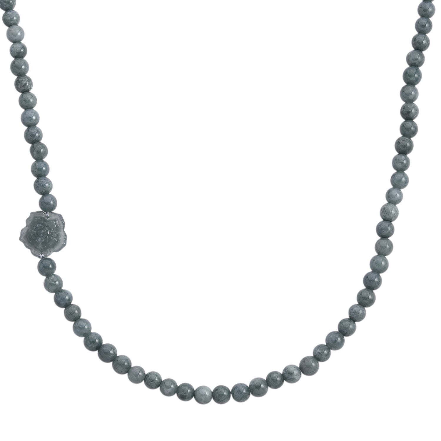 EXTREM SELTEN Natürlicher Olmek Jadeit Halskette ca. 50 cm 925 Silber rhodiniert ca. 170.00 ct