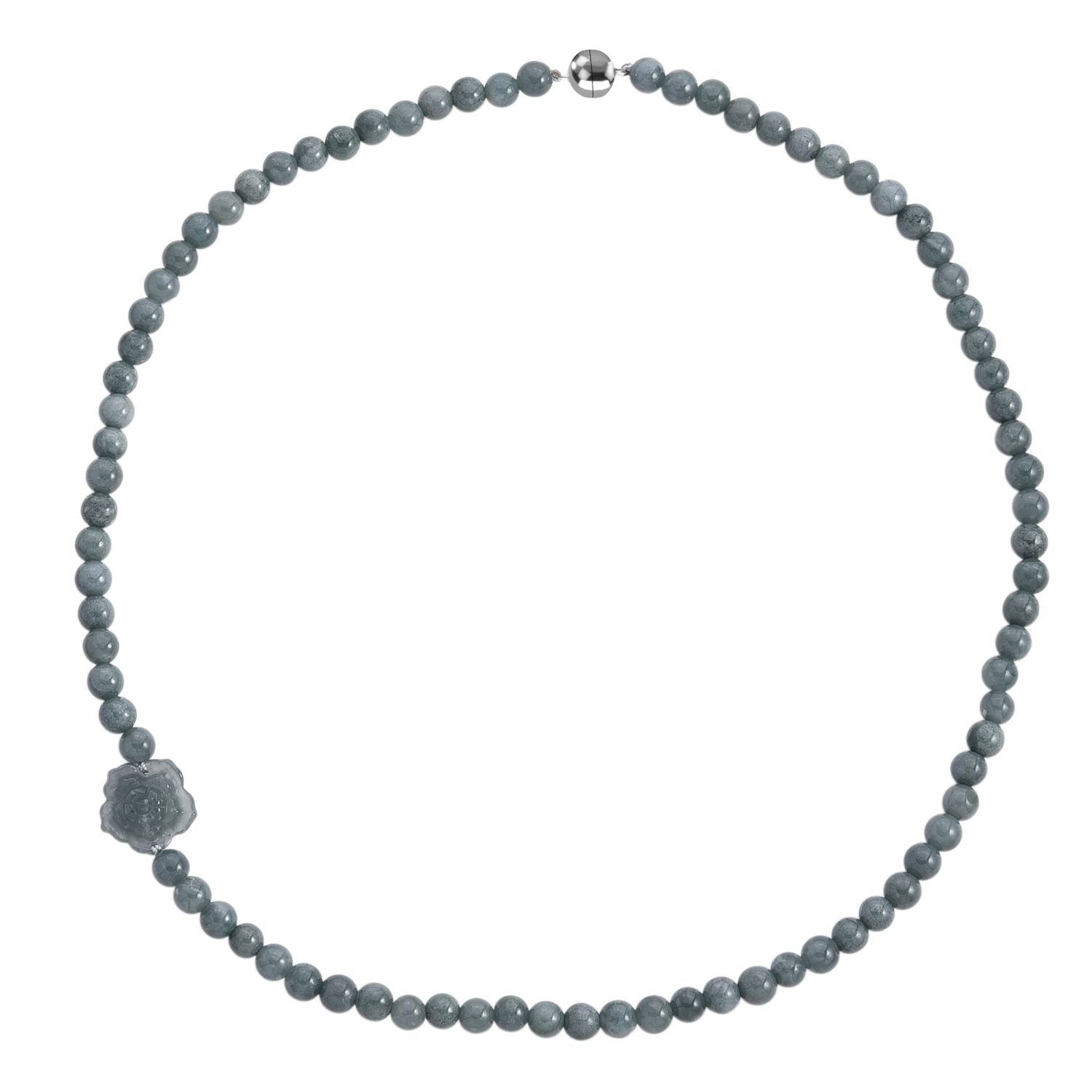 EXTREM SELTEN Natürlicher Olmek Jadeit Halskette ca. 50 cm 925 Silber rhodiniert ca. 170.00 ct