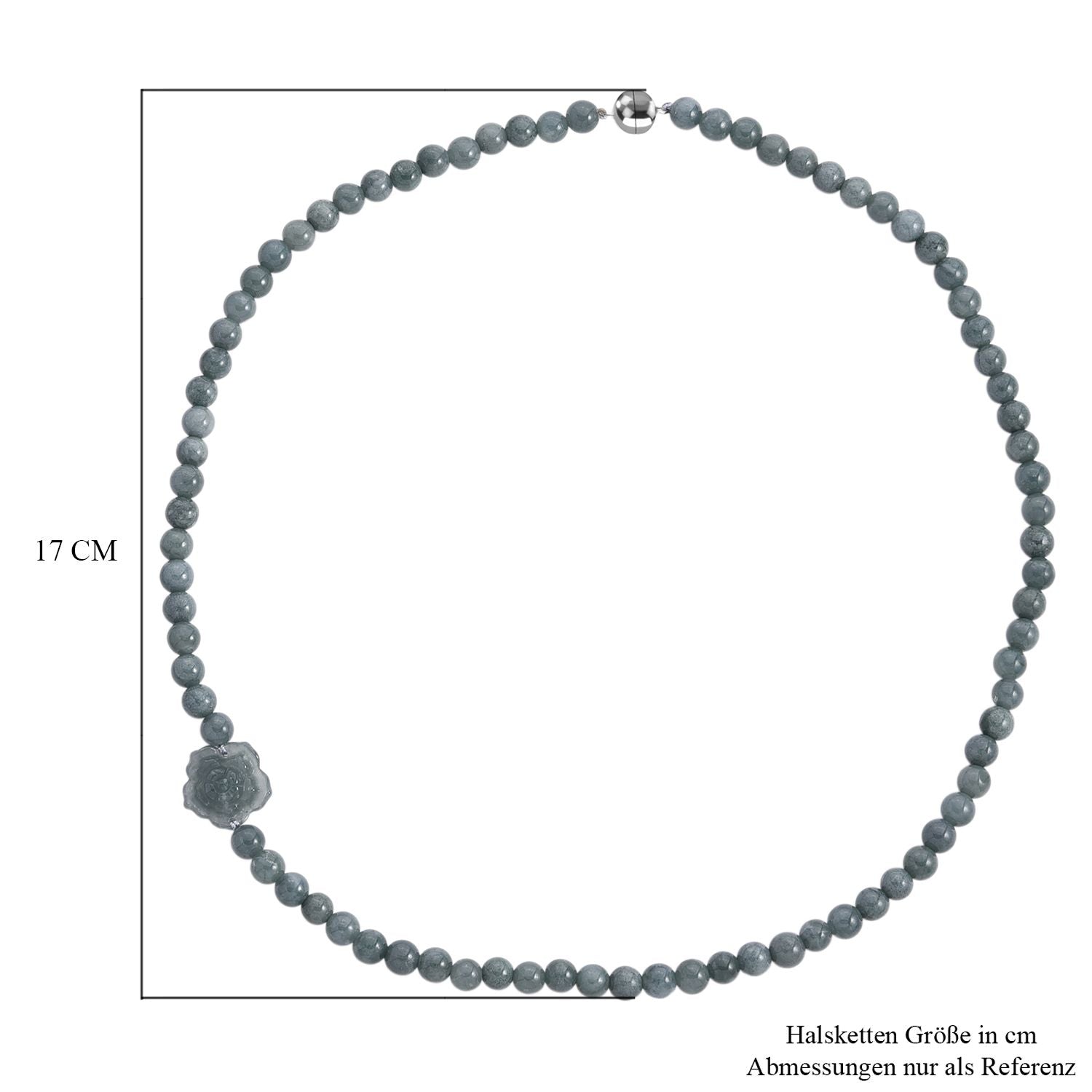 EXTREM SELTEN Natürlicher Olmek Jadeit Halskette ca. 50 cm 925 Silber rhodiniert ca. 170.00 ct
