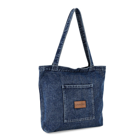 LIVMORE Shopper Tasche mit Reißverschlussfach und Innenfach 42 x 34 x 8 cm Hellblau