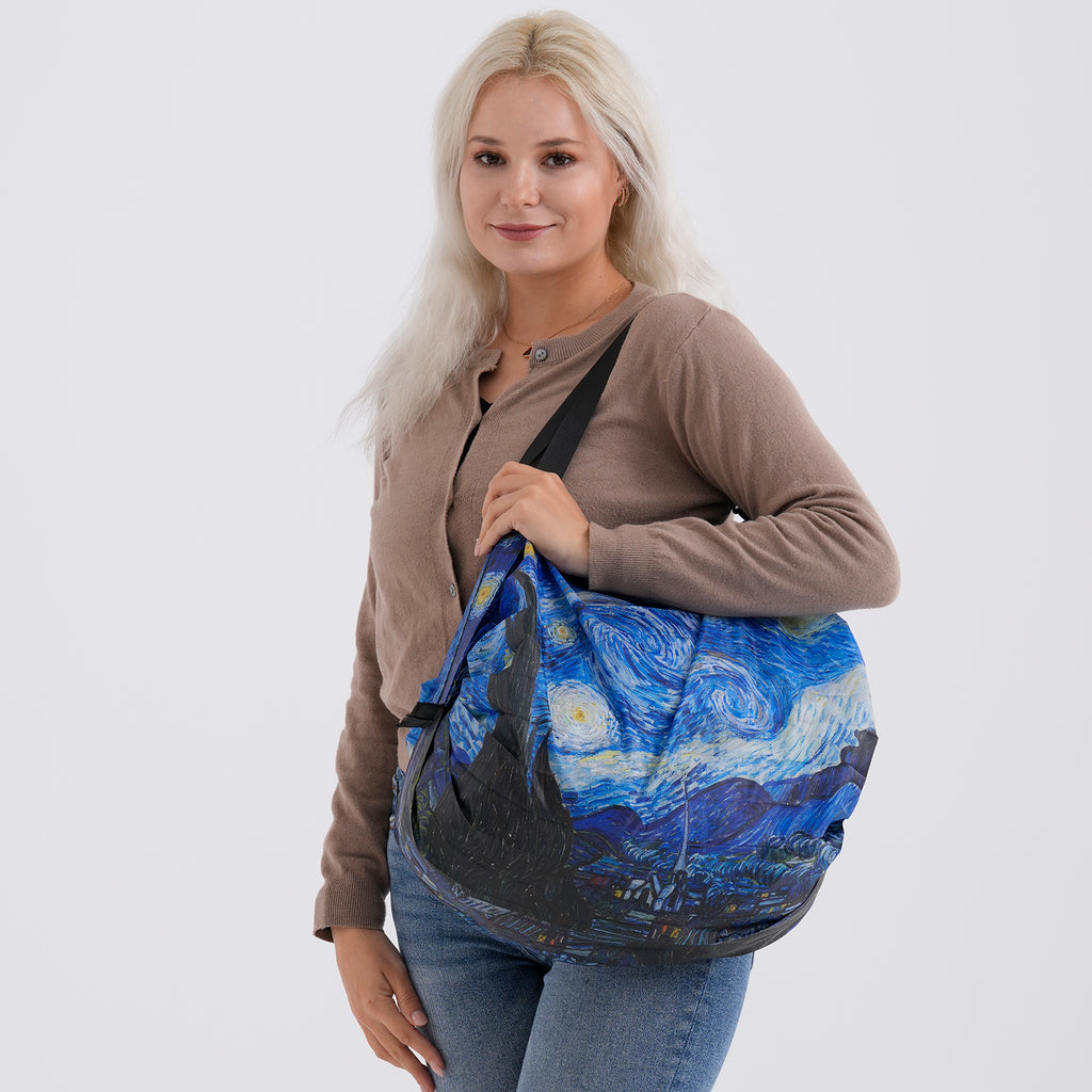 Faltbare Einkaufstasche mit Reißverschlussfach 50 x 70 cm Blau Himmelmotiv