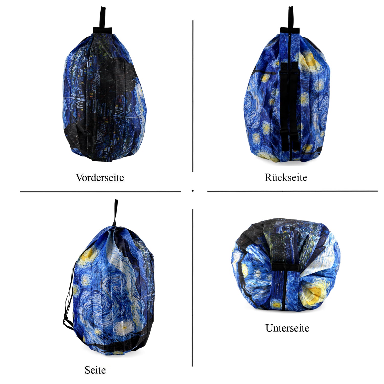 Faltbare Einkaufstasche mit Reißverschlussfach 50 x 70 cm Blau Himmelmotiv