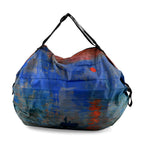 Faltbare Einkaufstasche mit Reißverschlussfach 50 x 70 cm Blau Grün Seemotiv