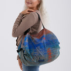 Faltbare Einkaufstasche mit Reißverschlussfach 50 x 70 cm Blau Grün Seemotiv
