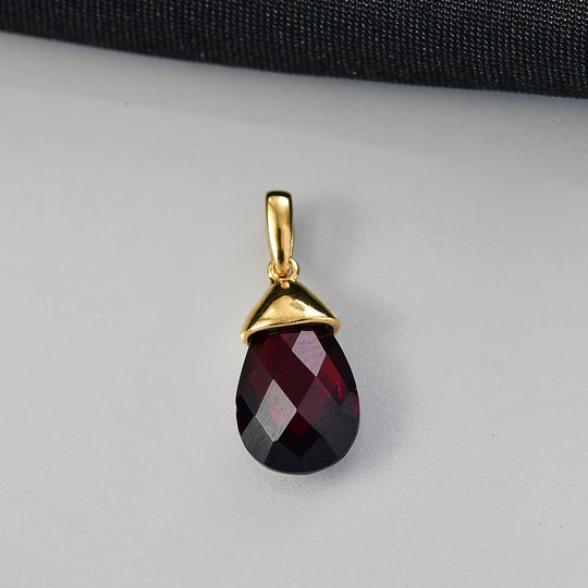 D'Joy AA Mosambik Granat Anhänger 925 Silber Gelbes Gold ca. 5.00 ct