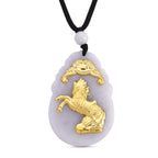 Weiße Jade Halskette Flexibles (ca. 70 cm) 999 Gelb Gold ca. 85,00 ct.
