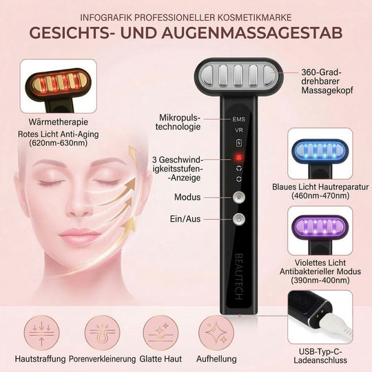 BEAUTECH Gesichts und Augenmassagegerät, leicht, Rosa