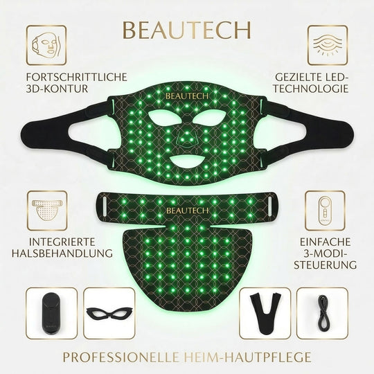 BEAUTECH Gesichts und Dekolleté maske, LED Lichttherapie, Schwarz
