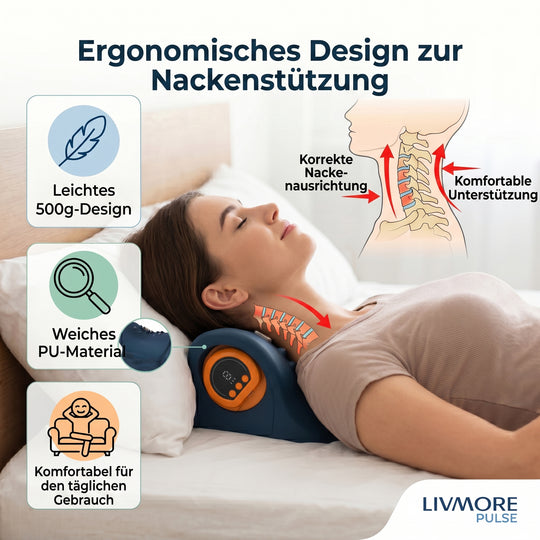 LIVMORE EMS-Nackenmassagegerät mit Fernbedienung, 6 Intensitätsstufen, 1500 mAh Akku, Dunkelblau