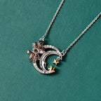 GP - Kanchanaburi Blauer Saphir, Roter Diamant Halskette ca. 50 cm 925 Silber Rhodiniert und 750 Gelbgold Vermeil ca. 0,23 ct.