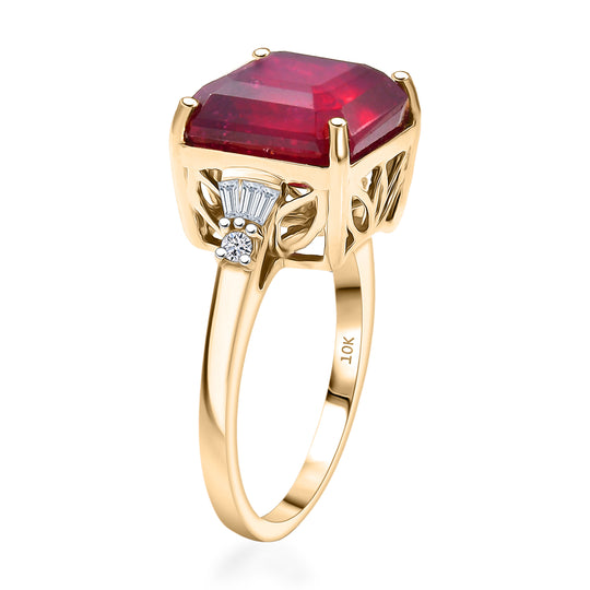 LUXURIANT  (10-16 Werktage Lieferzeit)  9,50 ct. AAA Niassa Rubin und Labor Diamant Ring in 417 Gold