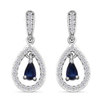 D'Joy AAA Ceylon-Saphir, Moissanit Ohrringe 925 Silber rhodiniert ca. 0.76 ct