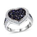D'Joy Ceylon-Saphir, Weißer Zirkon Ring 925 Silber rhodiniert (Größe 17.00) ca. 2.74 ct
